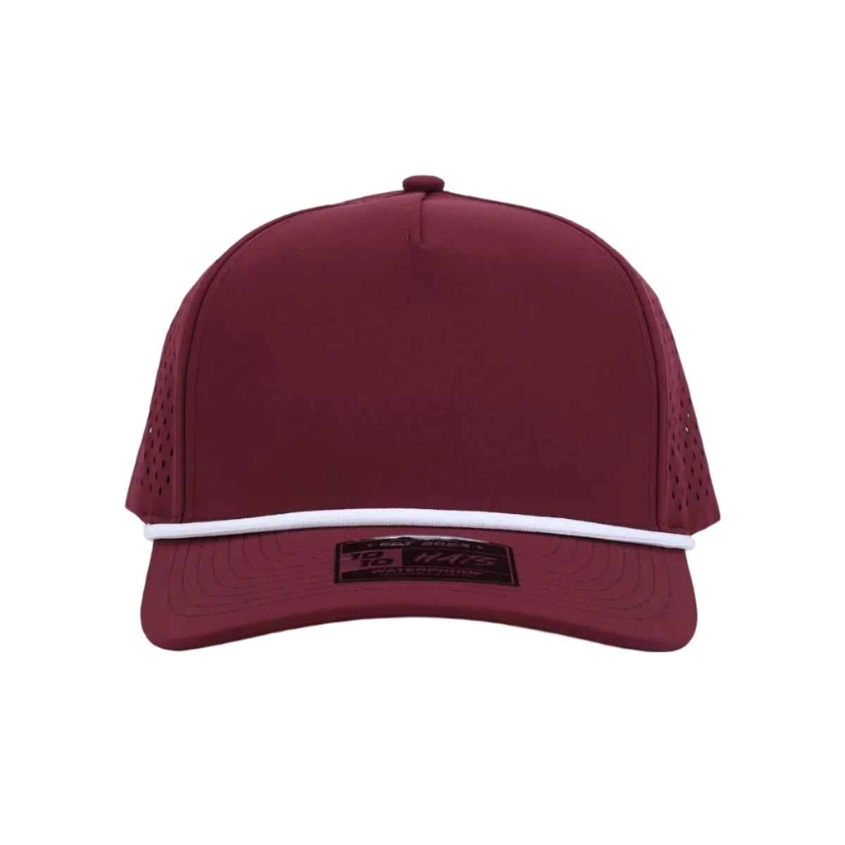 10 10 Hats 5 Panel Rope Hat - Maroon - front view