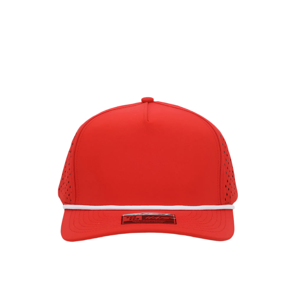 10 10 Hats 5 Panel Rope Hat - Red / White Rope - front view