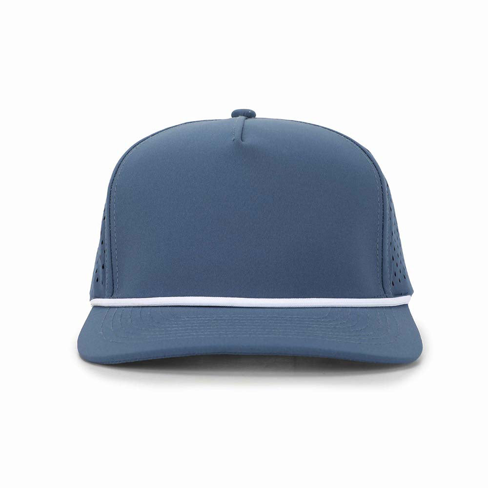 10 10 Hats 5 Panel Rope Hat - Deep Blue / White Rope - front view