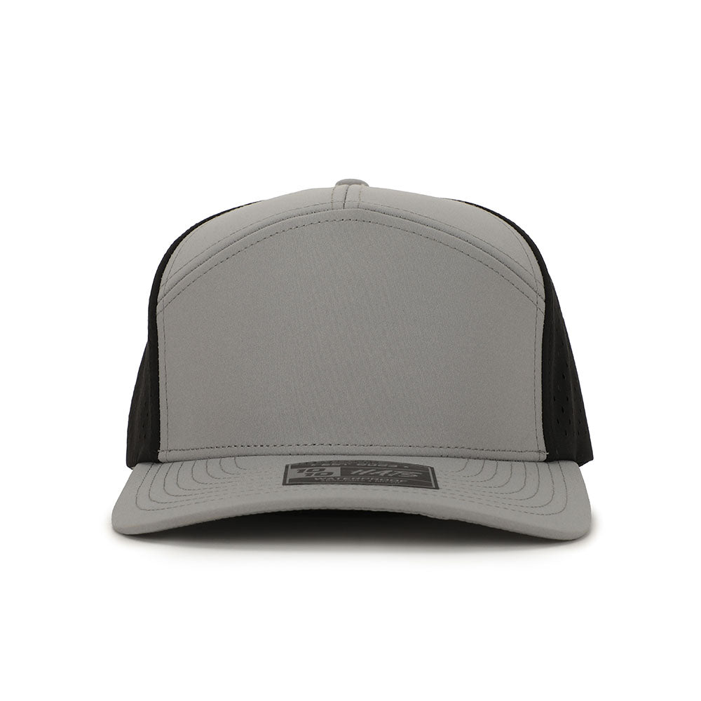 10 10 Hats – 7 Panel Waterproof Hat - Light Gray / Black - front view