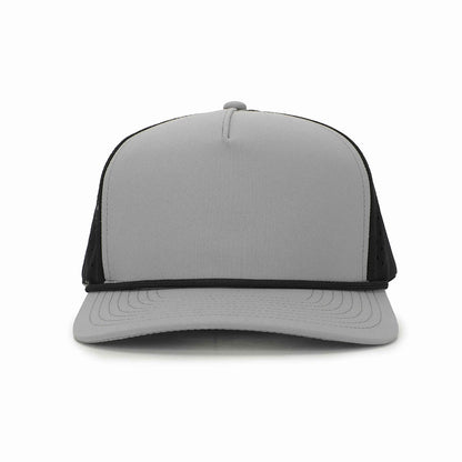 10 10 Hats 5 Panel Rope Hat - Light Gray / Black - front view