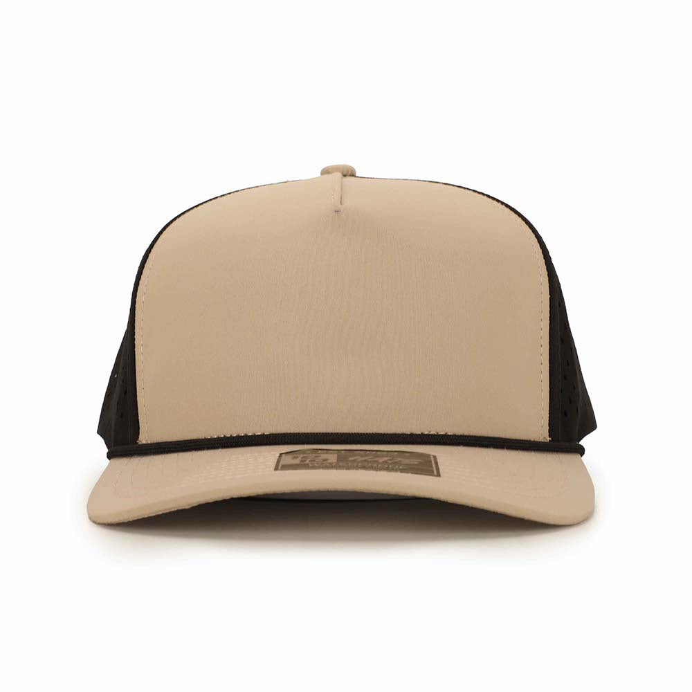 10 10 Hats 5 Panel Rope Hat - Tan / Black - front view