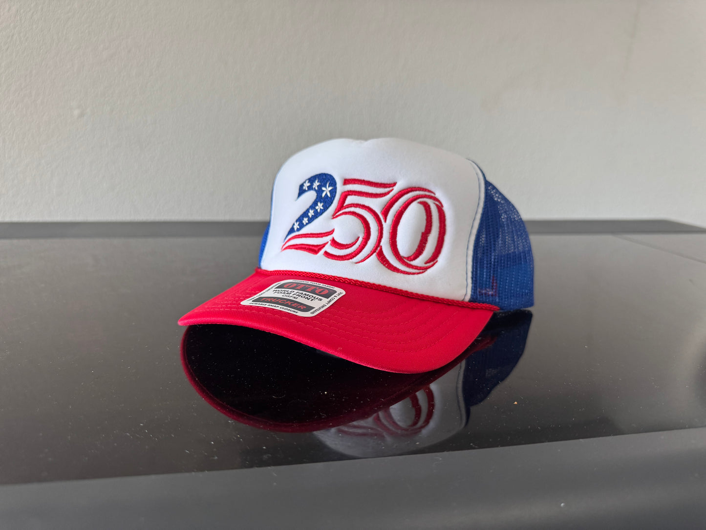 red, white, and blue Auto foam hat 250th anniversary hat red, white, and blue otto foam hat