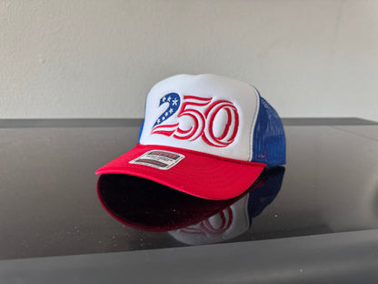 red, white, and blue Auto foam hat 250th anniversary hat red, white, and blue otto foam hat