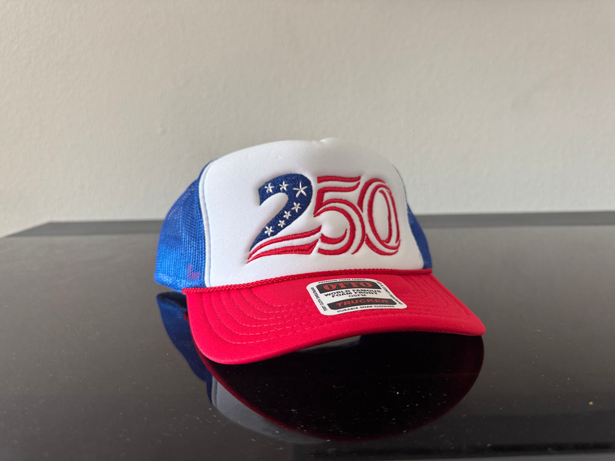 red, white, and blue Auto foam hat 250th anniversary hat red, white, and blue otto foam hat