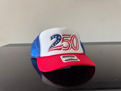 red, white, and blue Auto foam hat 250th anniversary hat red, white, and blue otto foam hat