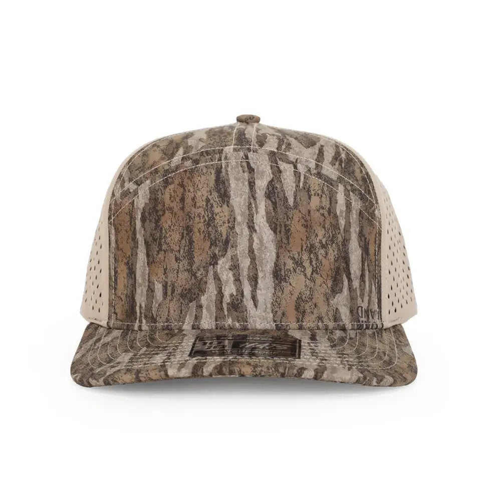10 10 Hats – 7 Panel Waterproof Hat - Bottomland Camo - front view
