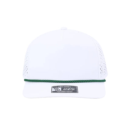 10 10 Hats 5 Panel Rope Hat - White / Green Rope - front view