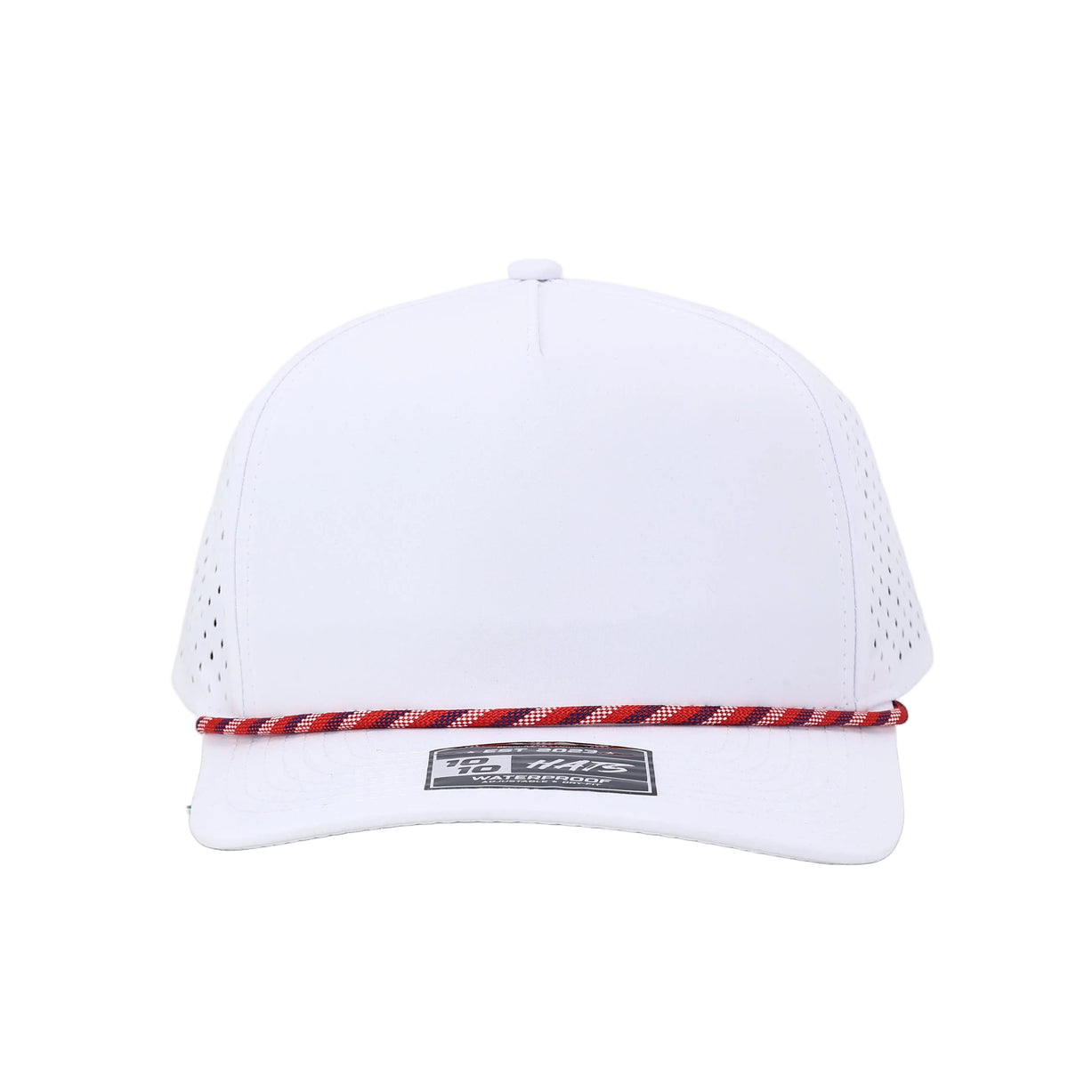 10 10 Hats 5 Panel Rope Hat - White / American Rope - front view