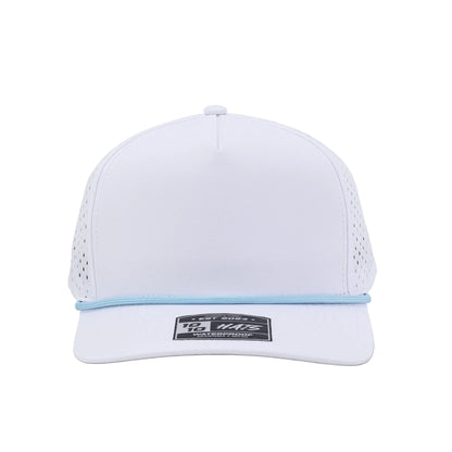 10 10 Hats 5 Panel Rope Hat - White / Light Blue Rope - front view