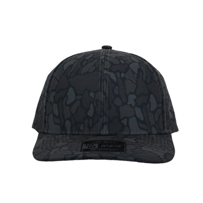 10 10 Hats – 6 Panel Waterproof Hat - Blackout Camo - front view