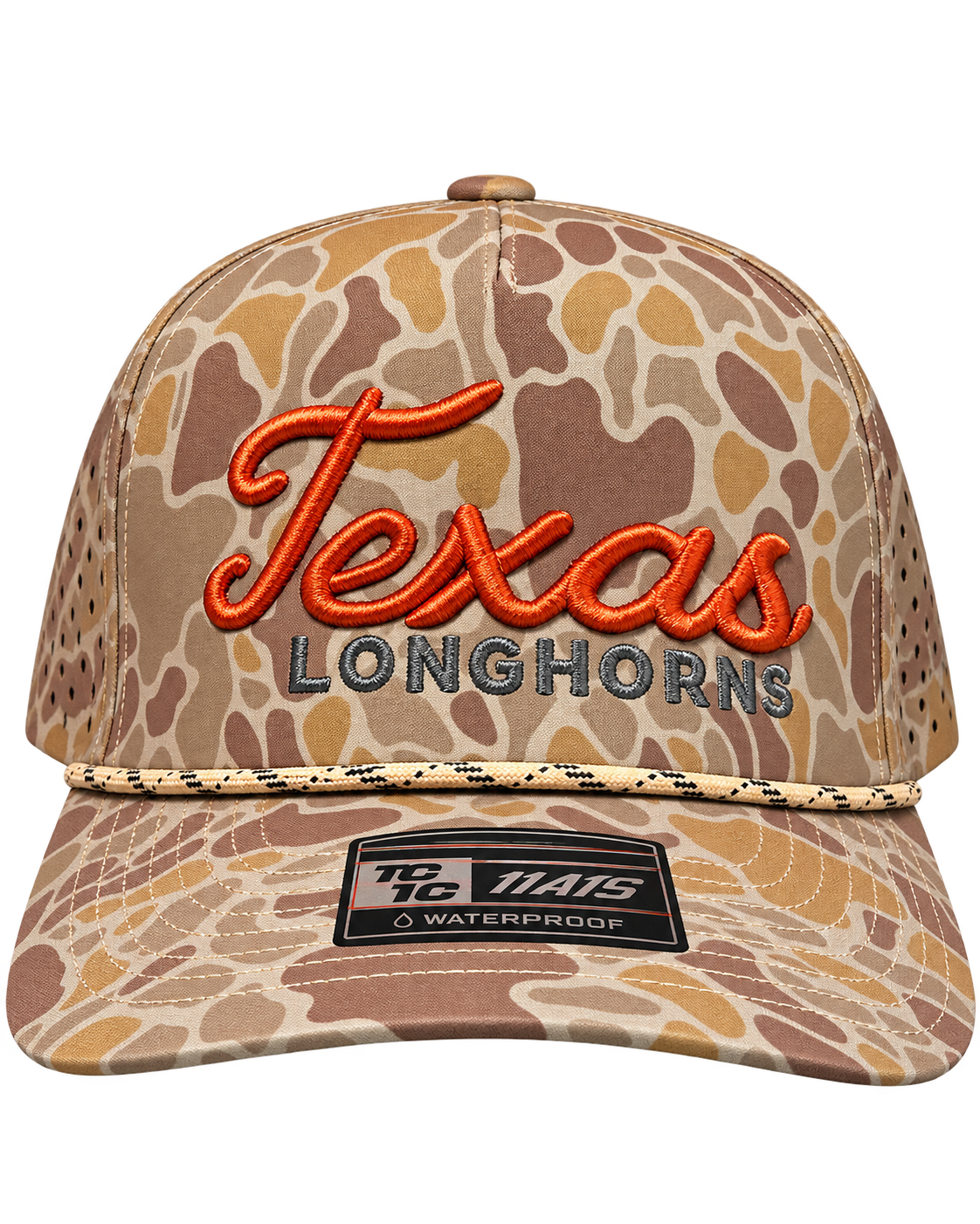 Puff embroidered Texas Longhorn hat duck camo
