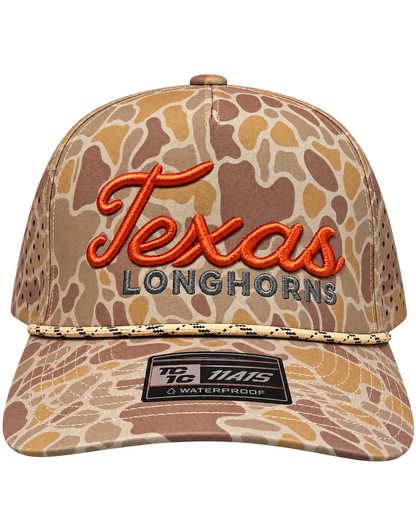 Puff embroidered Texas Longhorn hat duck camo