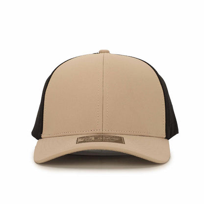 10 10 Hats – 6 Panel Waterproof Hat - Tan / Black - front view