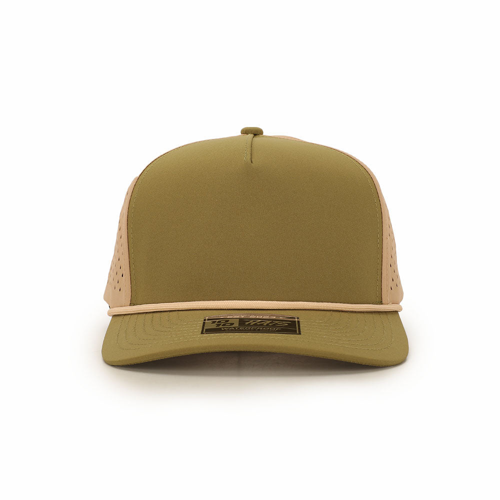 10 10 Hats 5 Panel Rope Hat - Green / Tan - front view