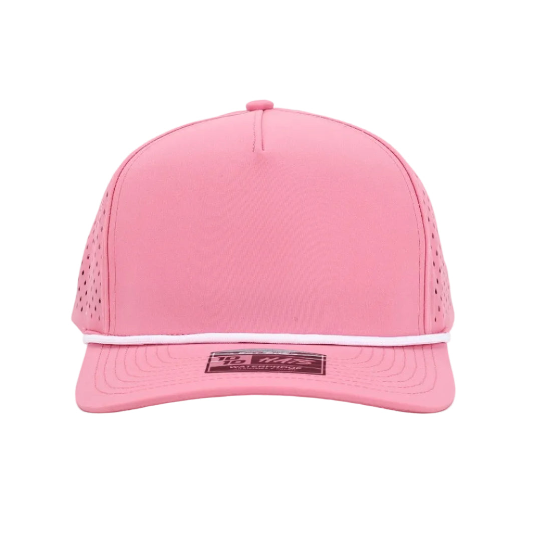 10 10 Hats 5 Panel Rope Hat - Pink / White Rope - front view