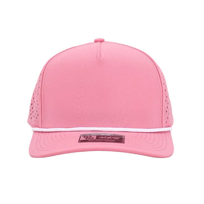 10 10 Hats 5 Panel Rope Hat - Pink / White Rope - front view