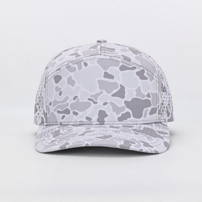 10 10 Hats – 7 Panel Waterproof Hat - White Camo - front view