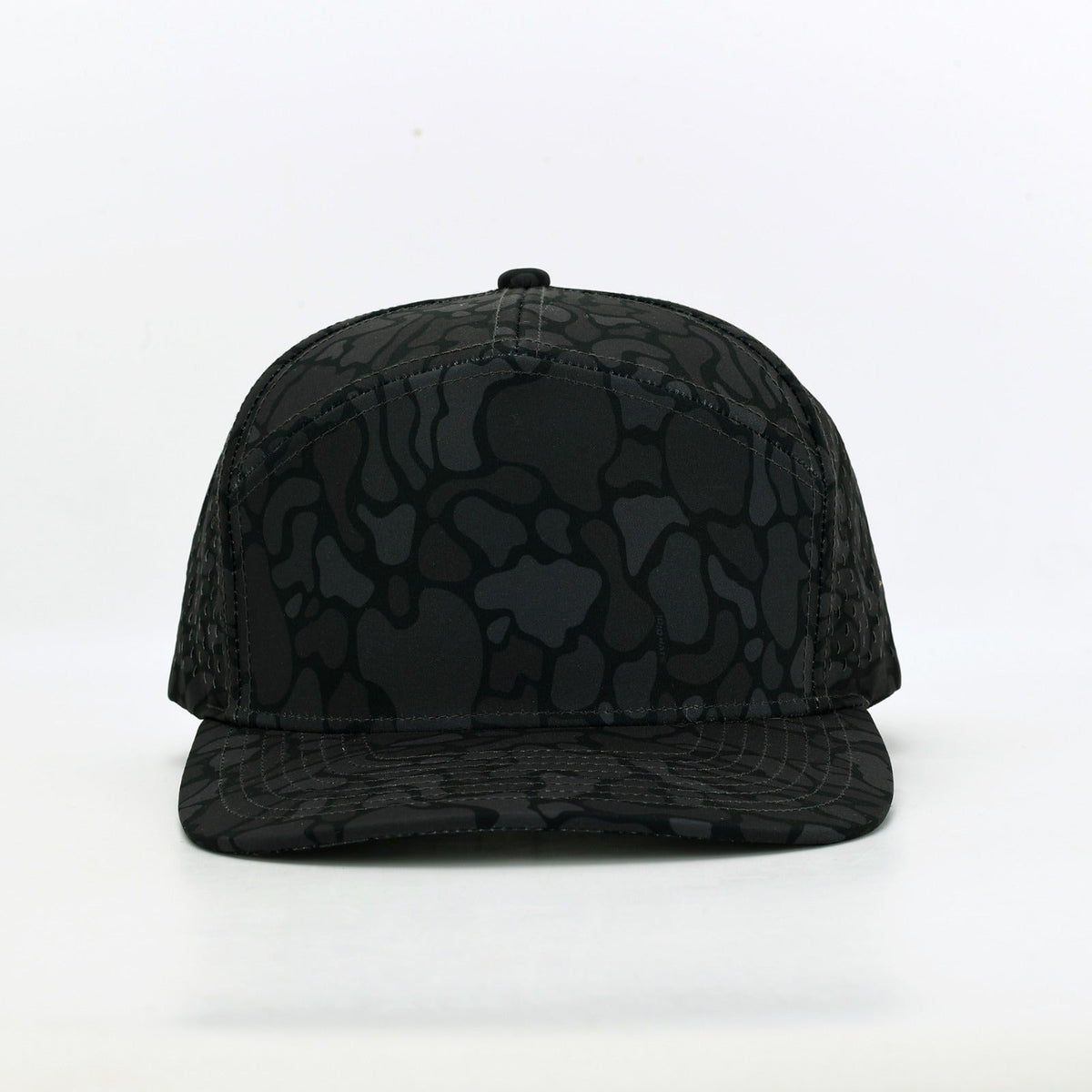 10 10 Hats – 7 Panel Waterproof Hat - Blackout Camo - front view