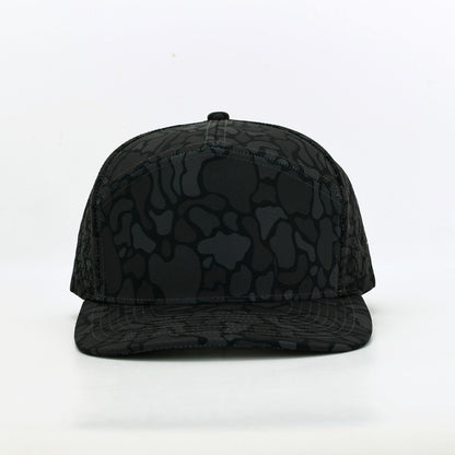 10 10 Hats – 7 Panel Waterproof Hat - Blackout Camo - front view