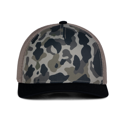 Sobro – The Waterwood Trucker 5 Panel - Ranch Camo & Black - product view