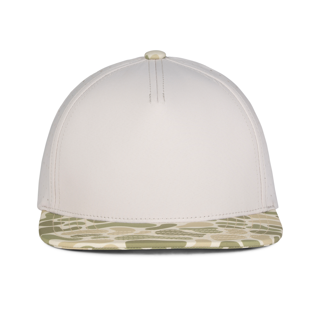 Sobro – The Waterwood Perforated Flat Bill 5 Panel - Greige/Coyote Tan - product view