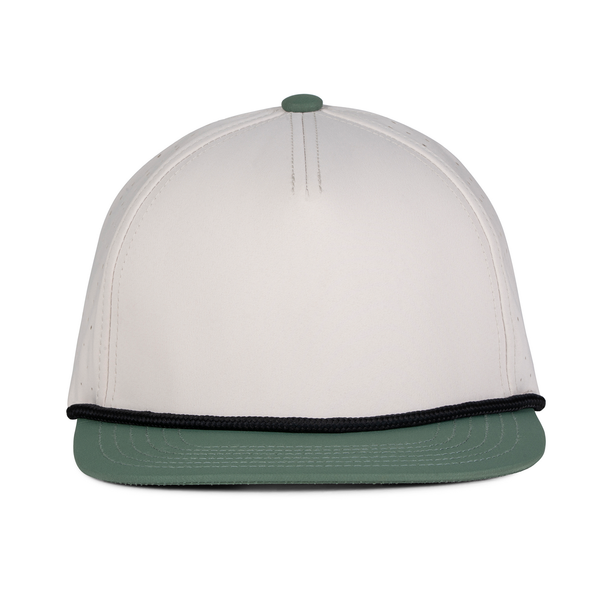 Sobro – The Waterwood Perforated Flat Bill 5 Panel - Greige/Duck Green - product view