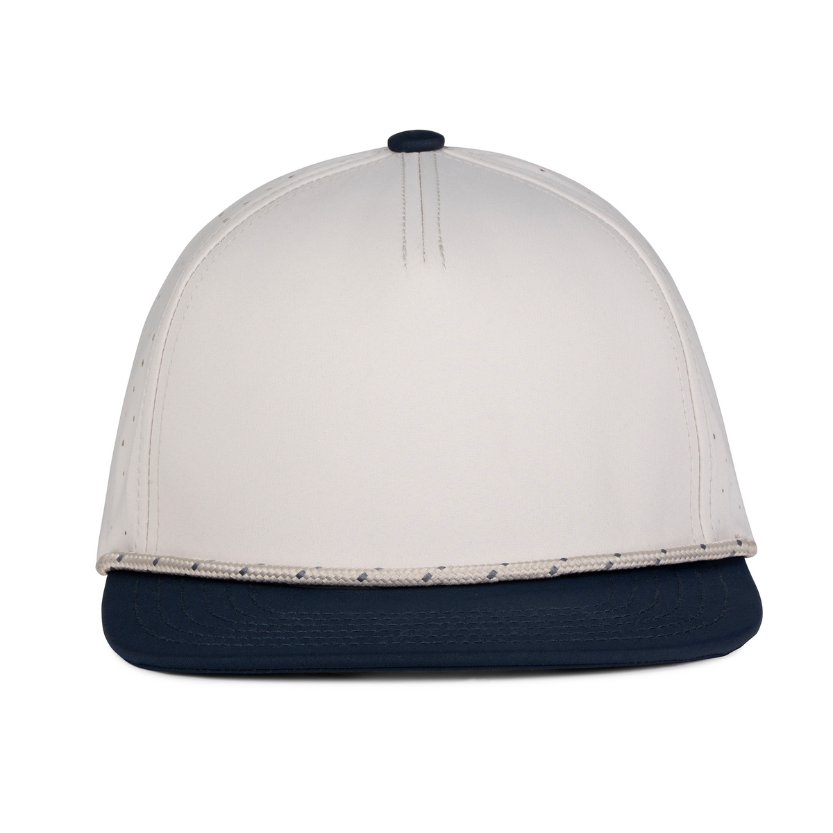 Sobro – The Waterwood Perforated Flat Bill 5 Panel - Greige/Navy - product view