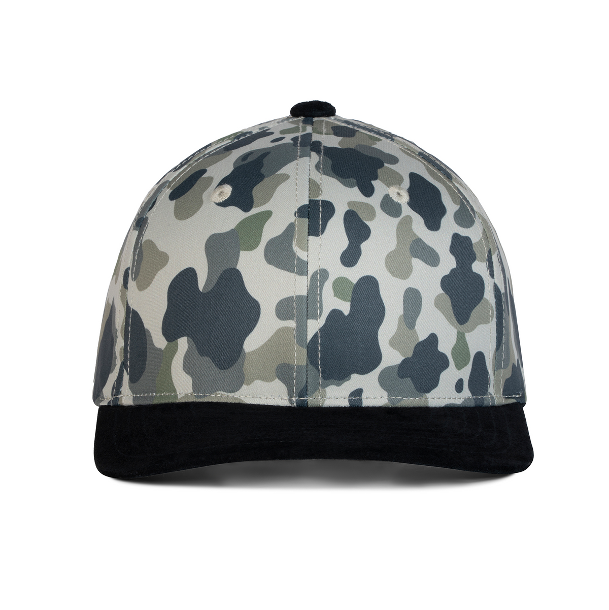 Sobro – The Waterwood 6 Panel - Ranch Camo & Black Hog Leather - product view