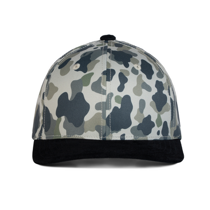 Sobro – The Waterwood 6 Panel - Ranch Camo & Black Hog Leather - product view