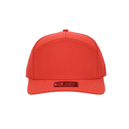 10 10 Hats – 7 Panel Waterproof Hat - Red - front view