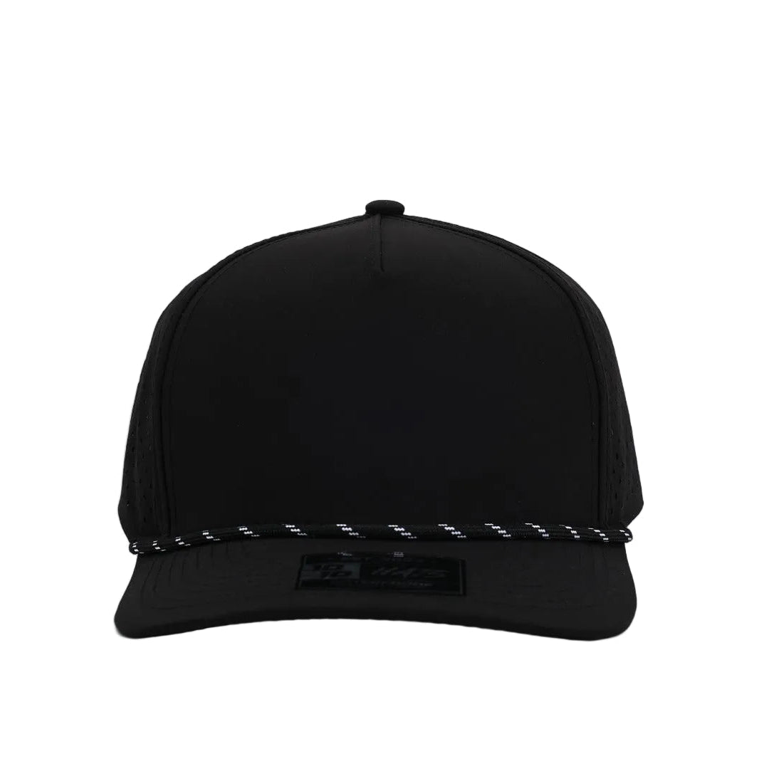 10 10 Hats 5 Panel Rope Hat - Black / Black Rope - front view