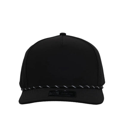 10 10 Hats 5 Panel Rope Hat - Black / Black Rope - front view