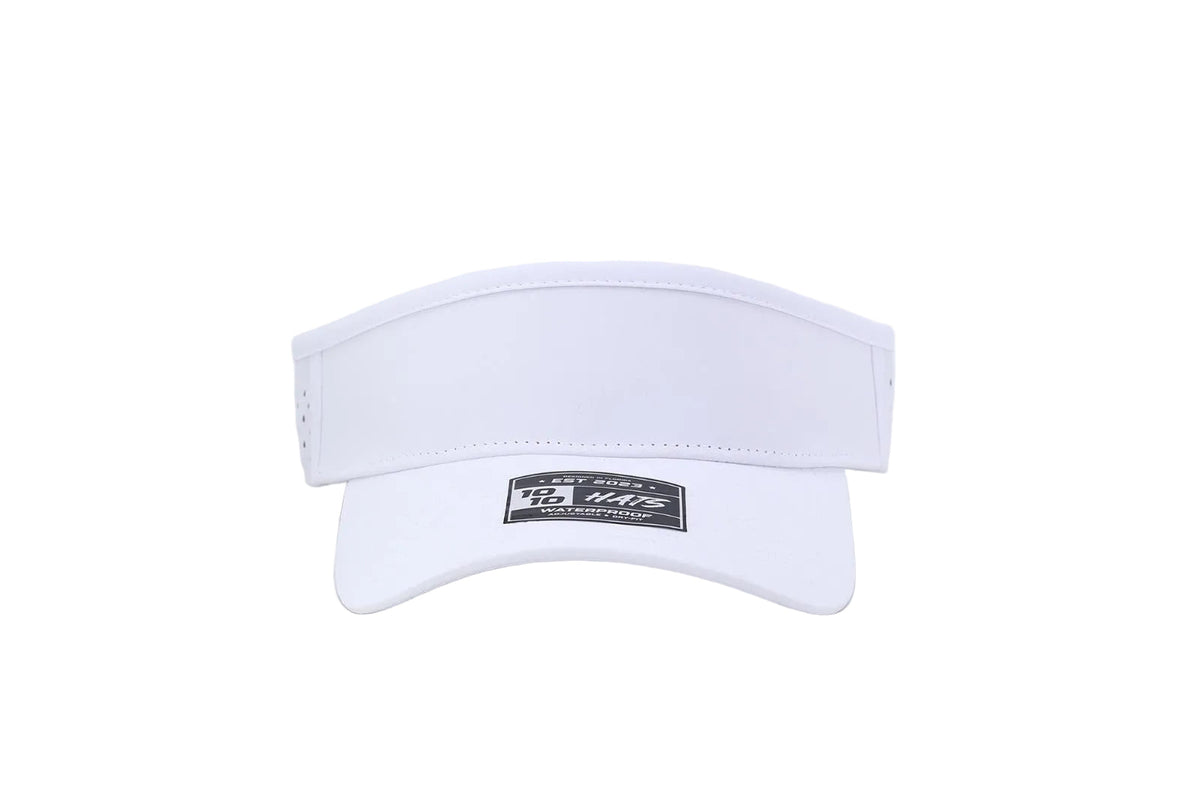 10 10 Hats – Waterproof Performance Visor - White - front view