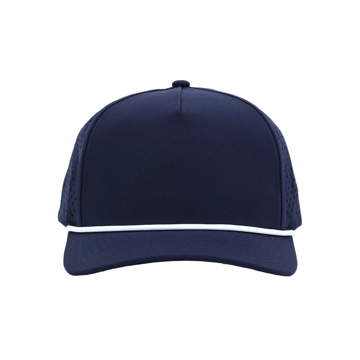 10 10 Hats 5 Panel Rope Hat - True Navy / White Rope - front view