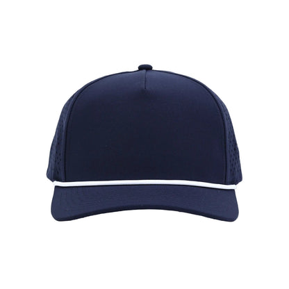 10 10 Hats 5 Panel Rope Hat - True Navy / White Rope - front view