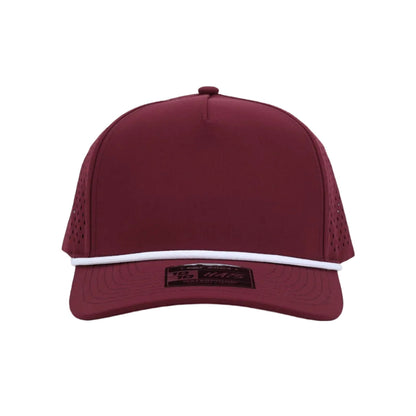 10 10 Hats 5 Panel Rope Hat - Maroon - front view
