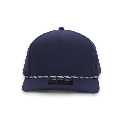 10 10 Hats 5 Panel Rope Hat - True Navy / Patterned Rope - front view