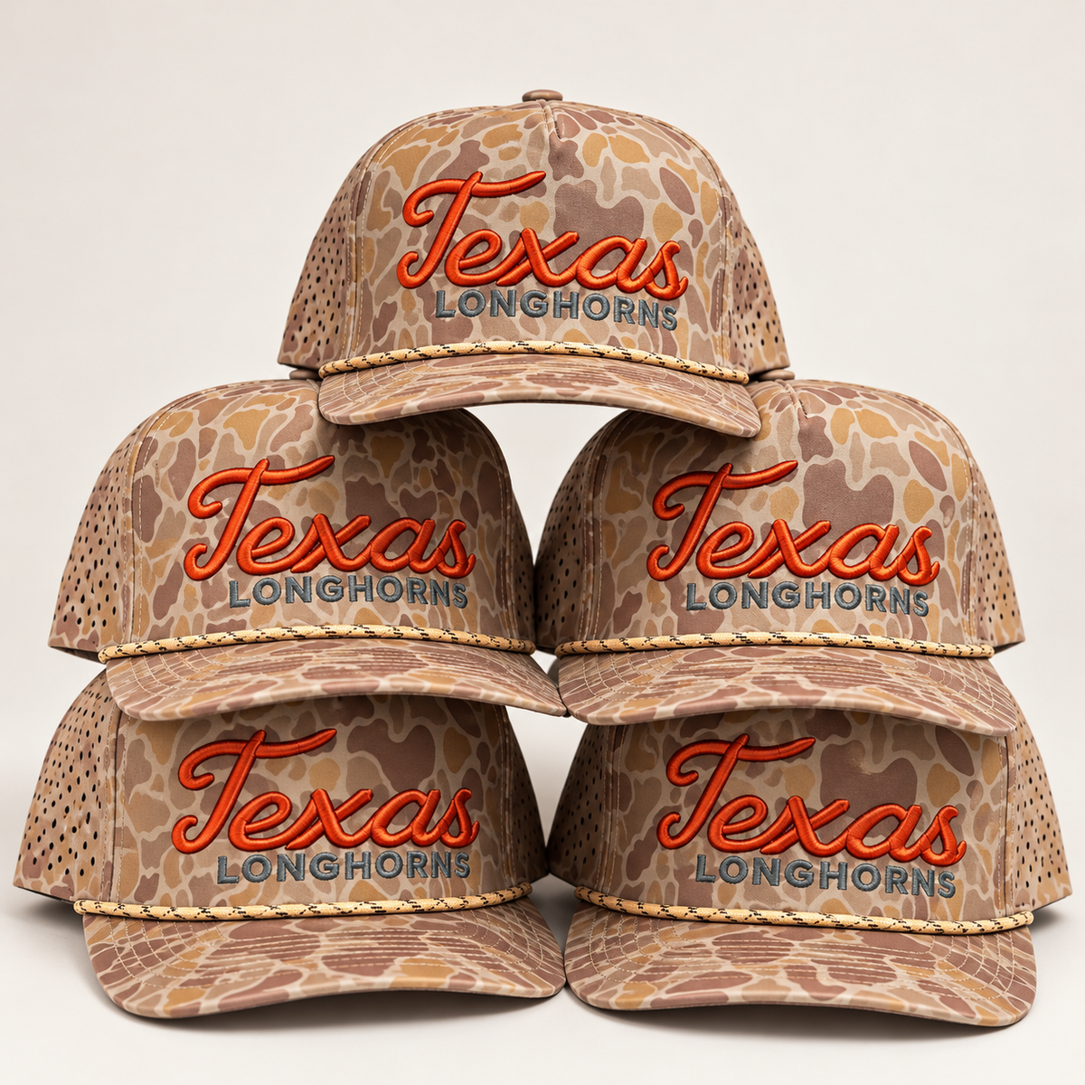 Texas-inspired embroidered waterproof rope hats – group display