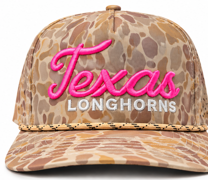 Pink accent Texas-inspired embroidered waterproof rope cap front